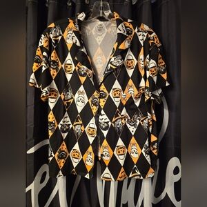 Halloween-Themed Black and Orange Pajama Shirt